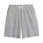 Doodle Windowpane Pattern Print Cotton Shorts
