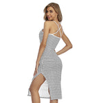 Doodle Windowpane Pattern Print Cross Back Cami Dress