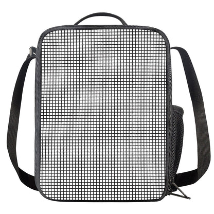 Doodle Windowpane Pattern Print Crossbody Lunch Bag