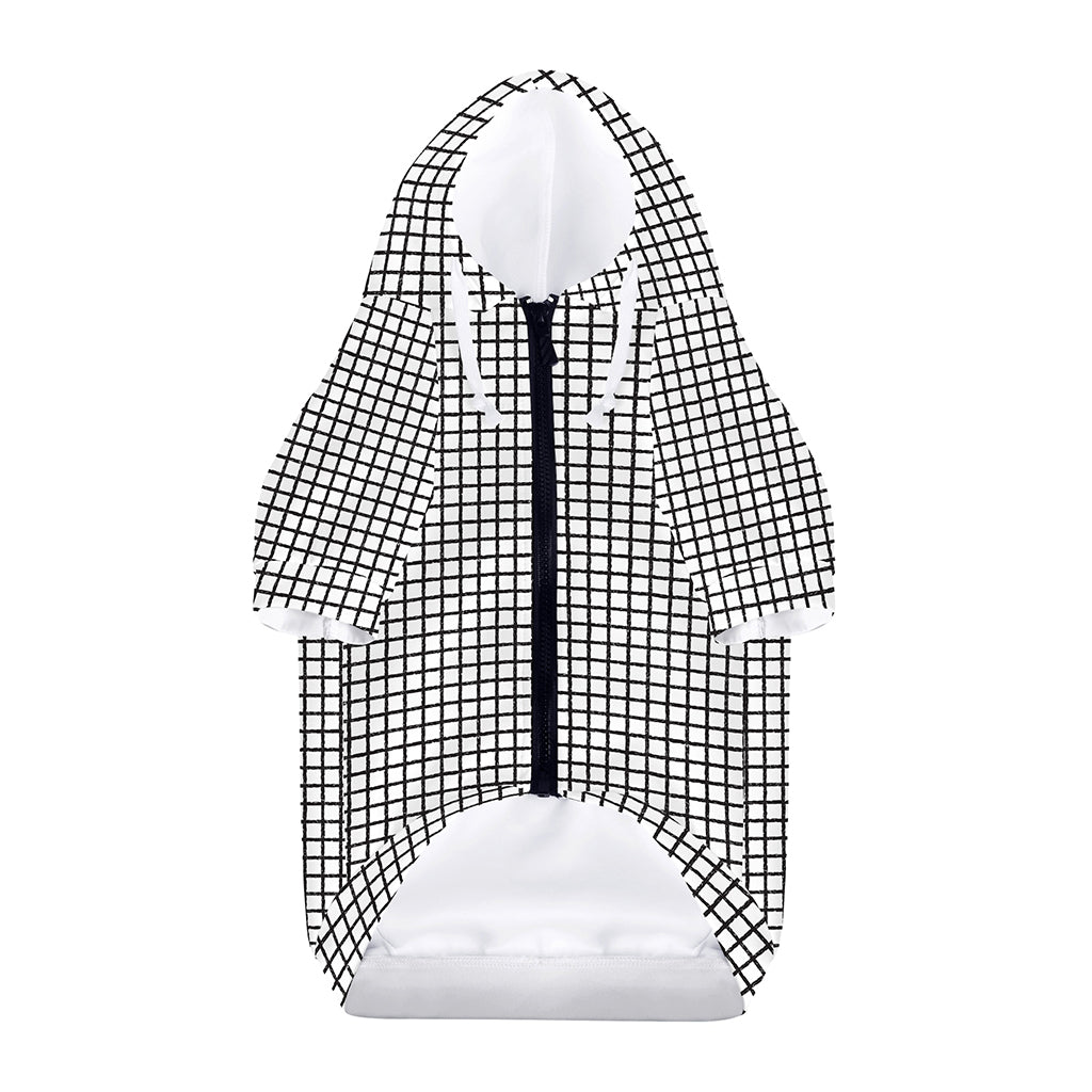 Doodle Windowpane Pattern Print Dog Zip Up Hoodie