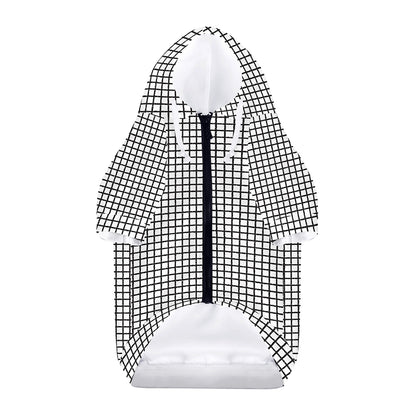 Doodle Windowpane Pattern Print Dog Zip Up Hoodie
