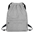 Doodle Windowpane Pattern Print Drawstring Backpack