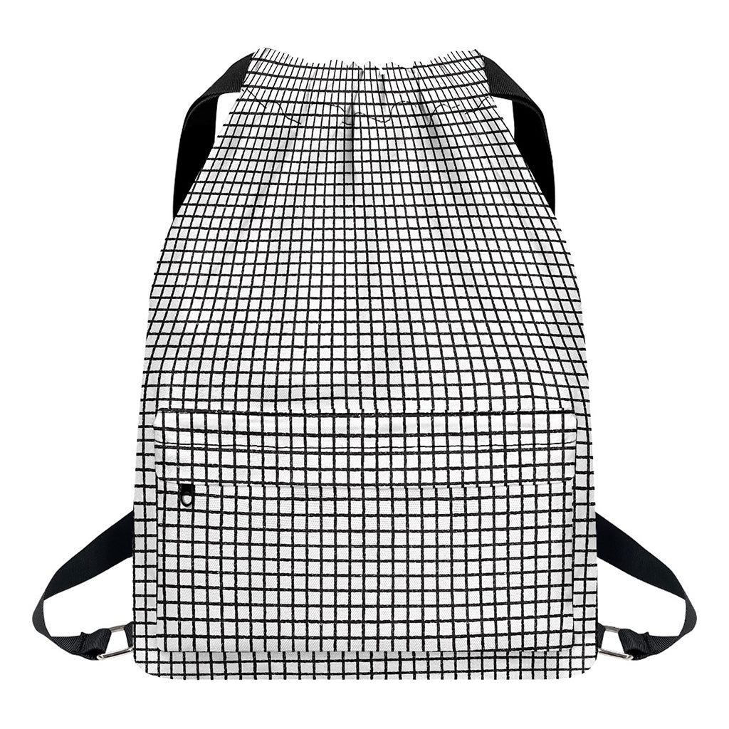 Doodle Windowpane Pattern Print Drawstring Backpack