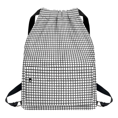 Doodle Windowpane Pattern Print Drawstring Backpack