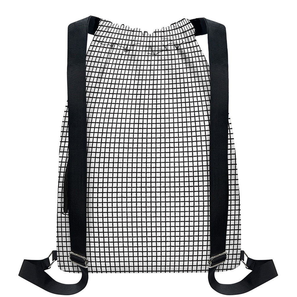 Doodle Windowpane Pattern Print Drawstring Backpack