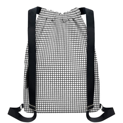 Doodle Windowpane Pattern Print Drawstring Backpack