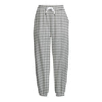 Doodle Windowpane Pattern Print Fleece Lined Knit Pants