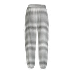 Doodle Windowpane Pattern Print Fleece Lined Knit Pants