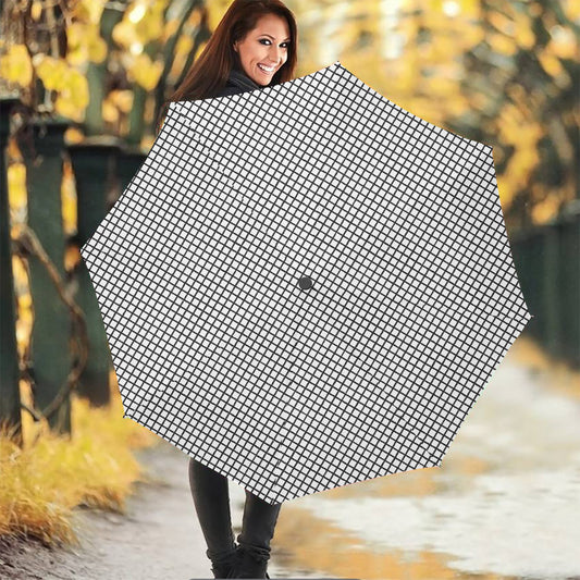 Doodle Windowpane Pattern Print Foldable Umbrella