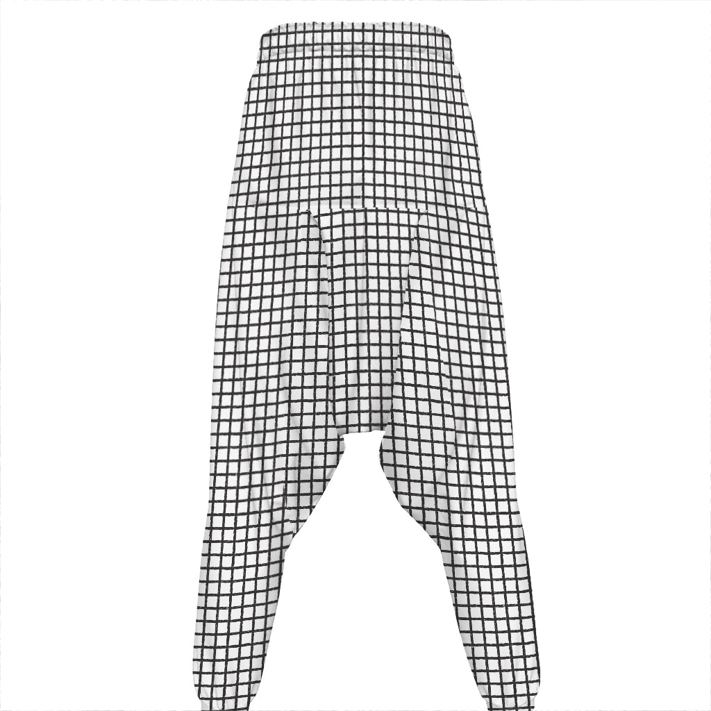 Doodle Windowpane Pattern Print Hammer Pants