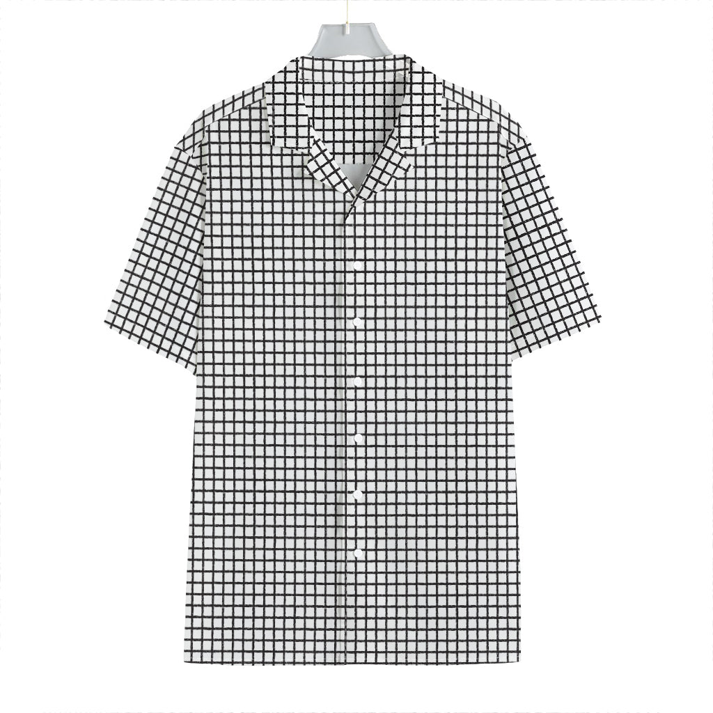 Doodle Windowpane Pattern Print Hawaiian Shirt