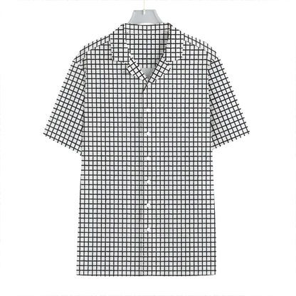Doodle Windowpane Pattern Print Hawaiian Shirt