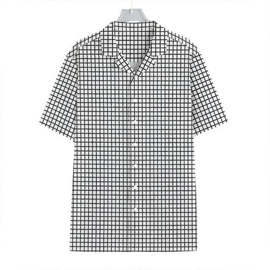 Doodle Windowpane Pattern Print Hawaiian Shirt