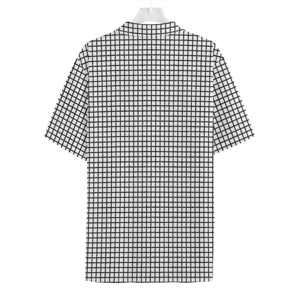 Doodle Windowpane Pattern Print Hawaiian Shirt
