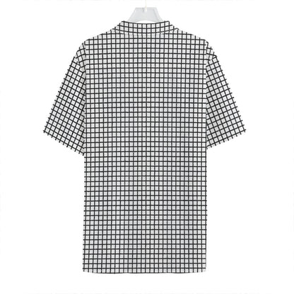 Doodle Windowpane Pattern Print Hawaiian Shirt