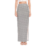 Doodle Windowpane Pattern Print High Slit Maxi Skirt