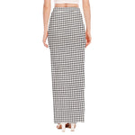 Doodle Windowpane Pattern Print High Slit Maxi Skirt