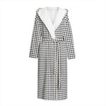 Doodle Windowpane Pattern Print Hooded Bathrobe