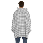 Doodle Windowpane Pattern Print Hoodie Blanket