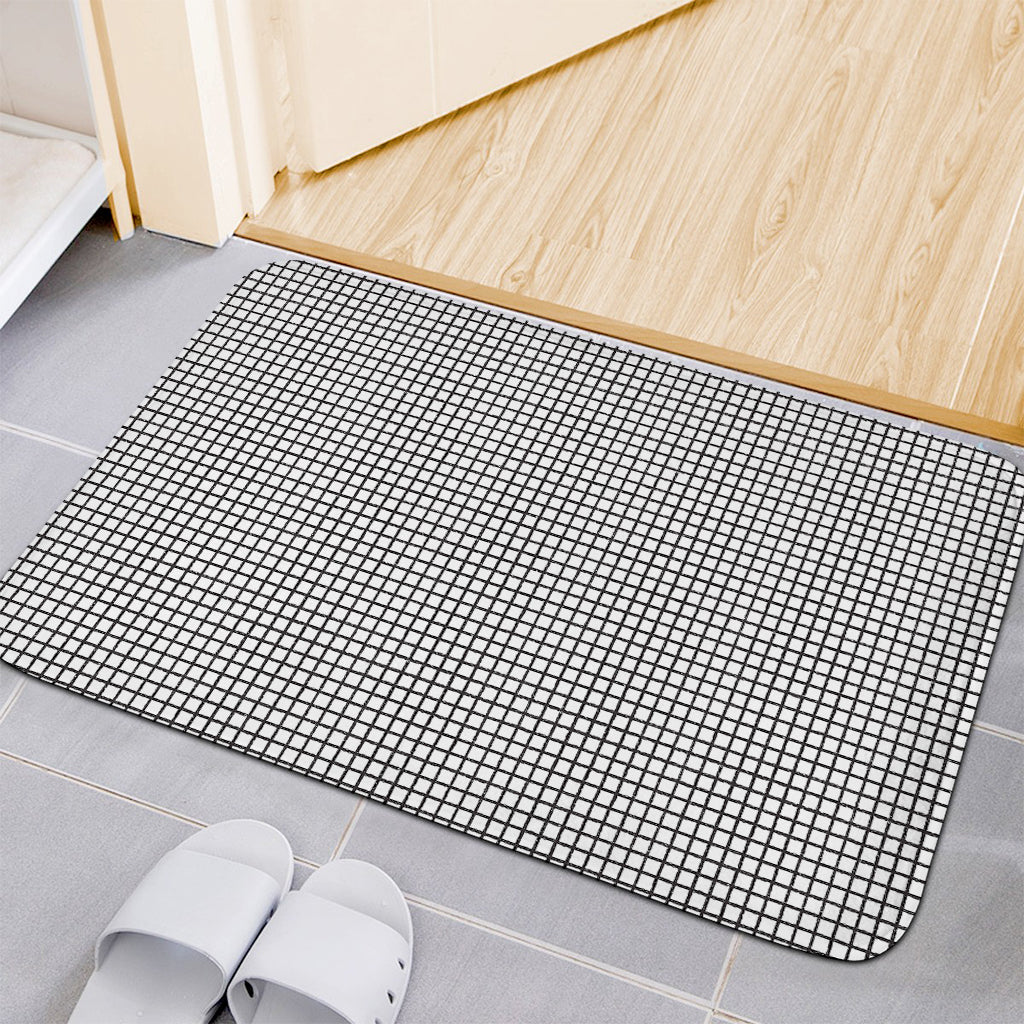 Doodle Windowpane Pattern Print Indoor Door Mat