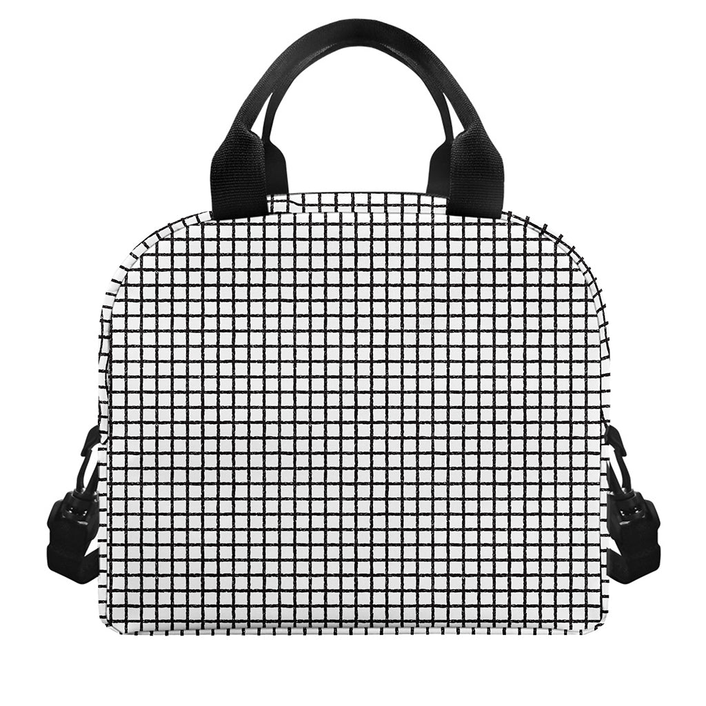 Doodle Windowpane Pattern Print Insulated Lunch Bag