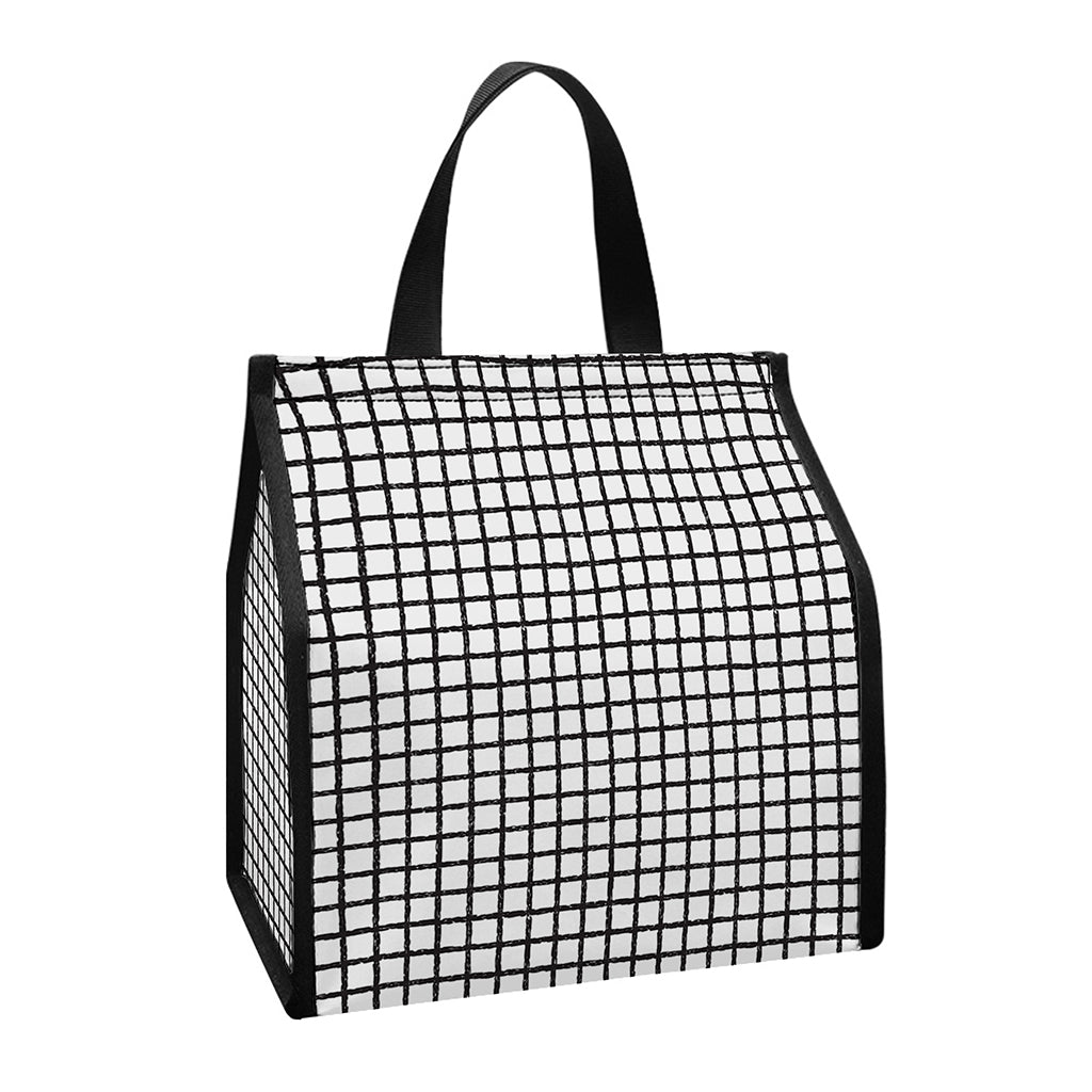 Doodle Windowpane Pattern Print Insulated Lunch Tote