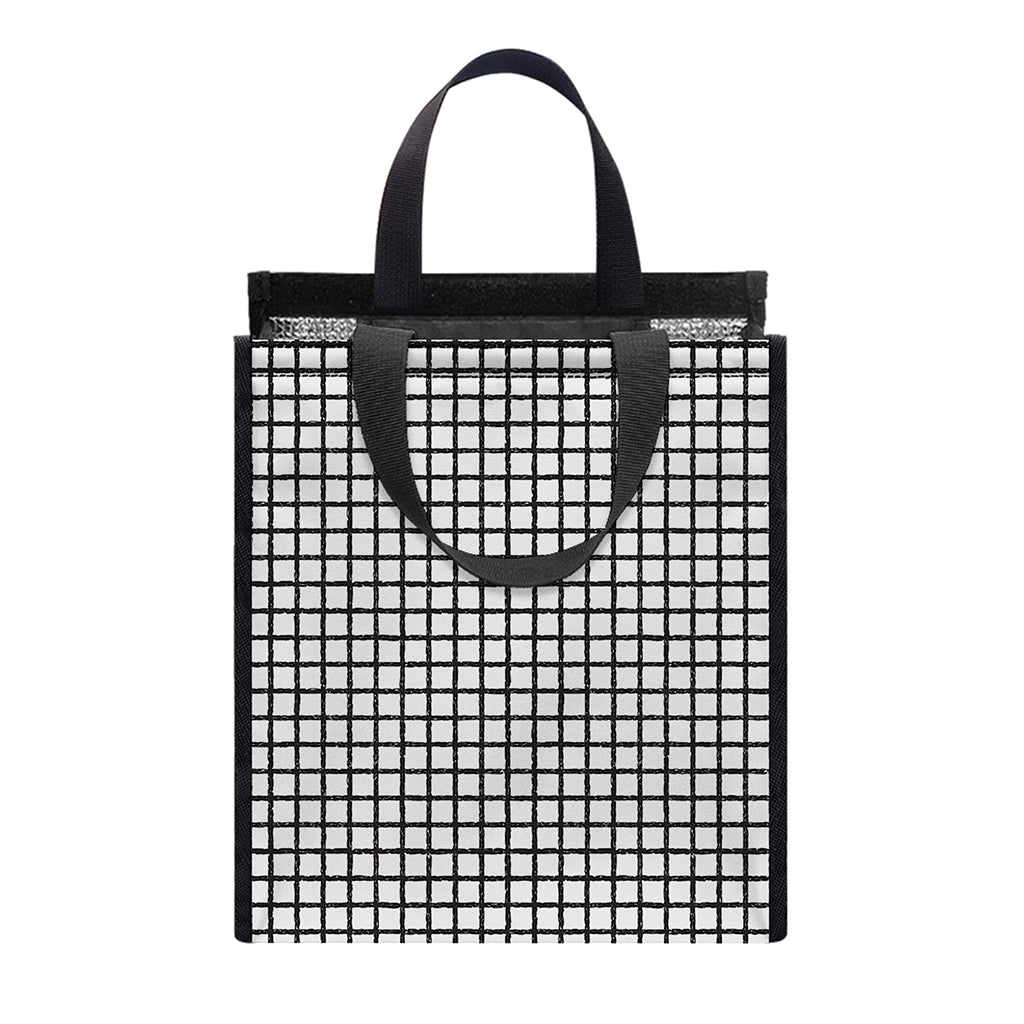 Doodle Windowpane Pattern Print Insulated Lunch Tote