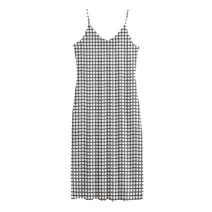 Doodle Windowpane Pattern Print Jersey Midi Cami Dress