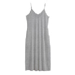 Doodle Windowpane Pattern Print Jersey Midi Cami Dress