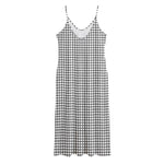 Doodle Windowpane Pattern Print Jersey Midi Cami Dress