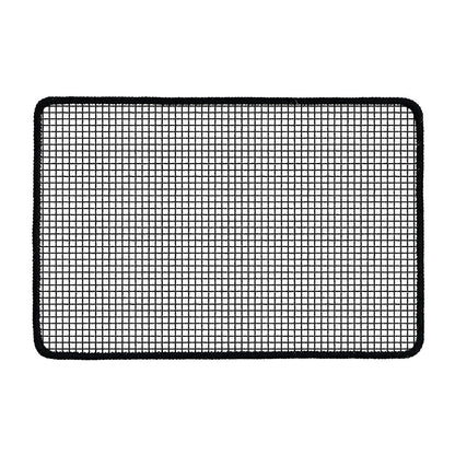 Doodle Windowpane Pattern Print Kitchen Mat