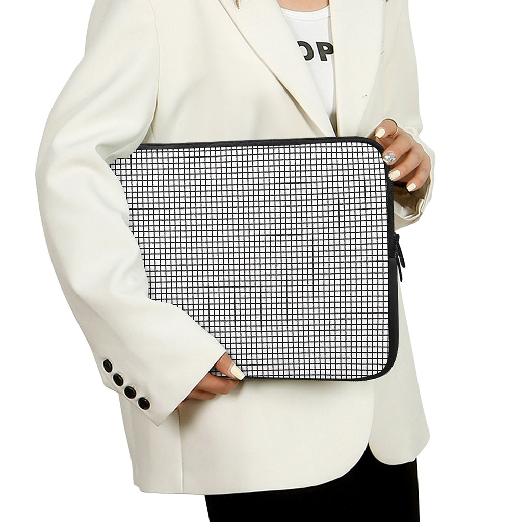 Doodle Windowpane Pattern Print Laptop Sleeve