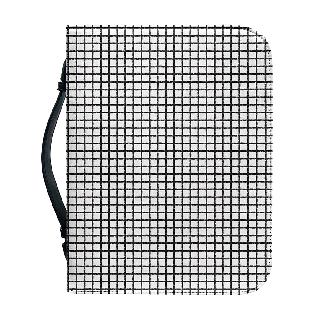 Doodle Windowpane Pattern Print Leather Bible Cover