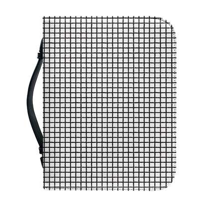 Doodle Windowpane Pattern Print Leather Bible Cover