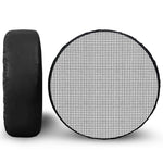 Doodle Windowpane Pattern Print Leather Spare Tire Cover