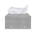 Doodle Windowpane Pattern Print Leather Tissue Box Cover