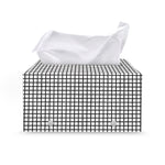 Doodle Windowpane Pattern Print Leather Tissue Box Cover