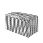 Doodle Windowpane Pattern Print Leather Tissue Box Cover