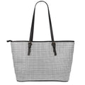 Doodle Windowpane Pattern Print Leather Tote Bag With Zipper