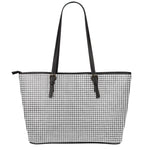 Doodle Windowpane Pattern Print Leather Tote Bag