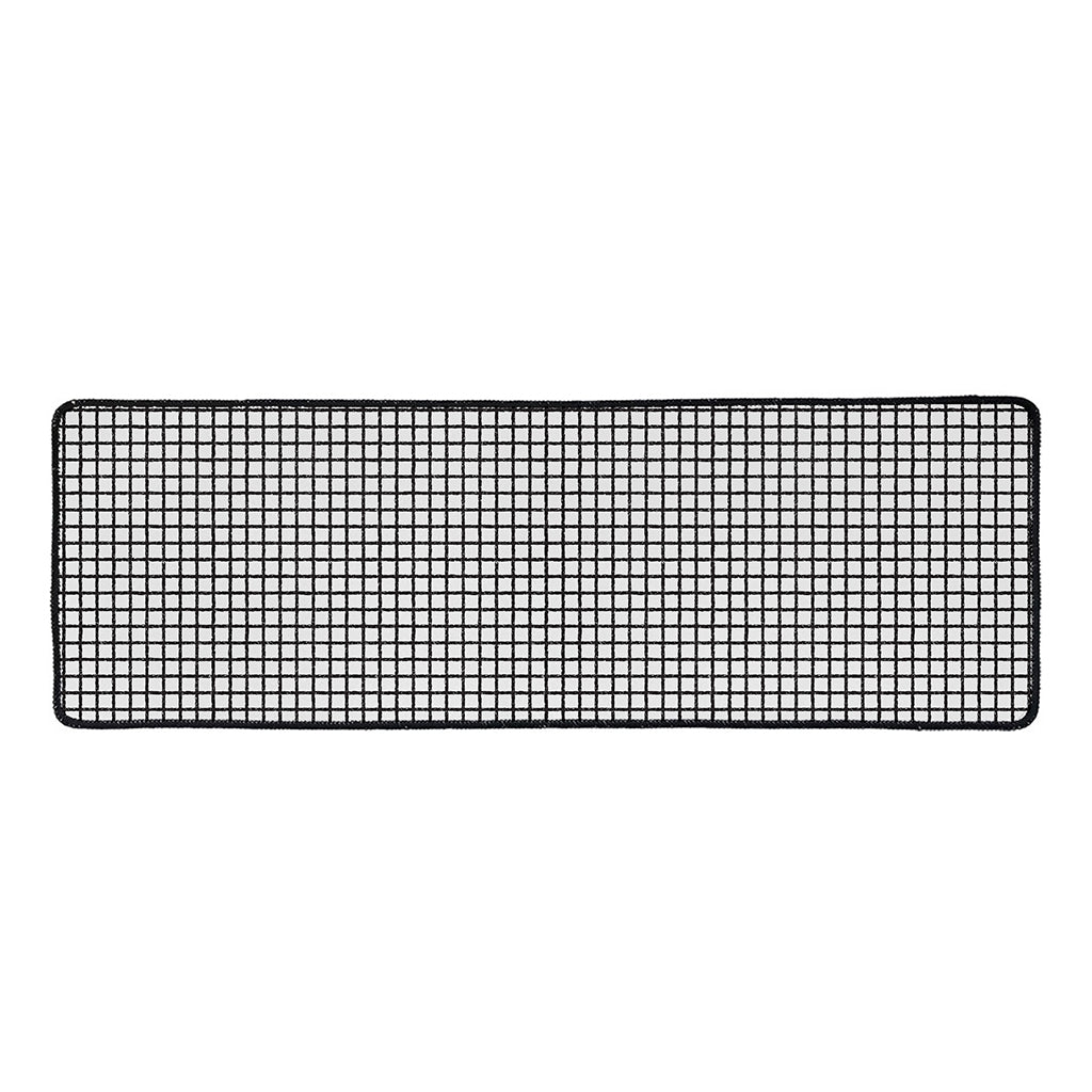 Doodle Windowpane Pattern Print Long Kitchen Mat