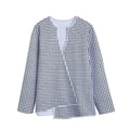 Doodle Windowpane Pattern Print Long Sleeve Short Coat