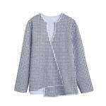 Doodle Windowpane Pattern Print Long Sleeve Short Coat