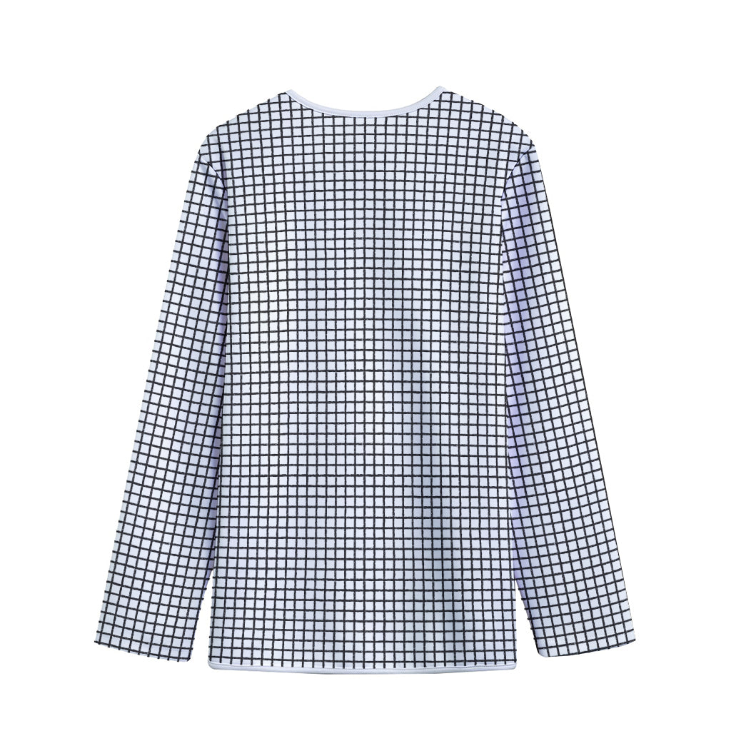 Doodle Windowpane Pattern Print Long Sleeve Short Coat