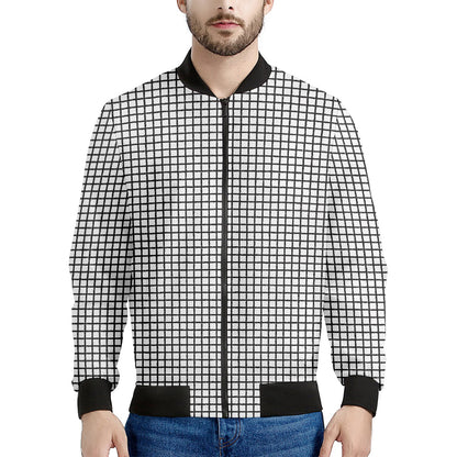 Doodle Windowpane Pattern Print Men's Bomber Jacket