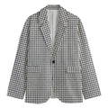 Doodle Windowpane Pattern Print Men's Cotton Blazer
