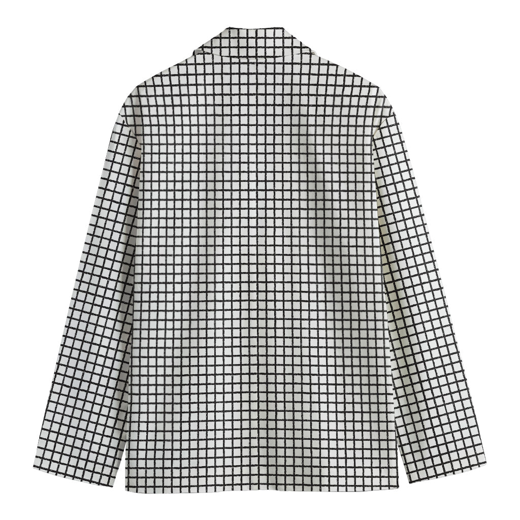 Doodle Windowpane Pattern Print Men's Cotton Blazer