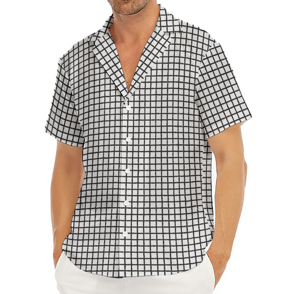 Doodle Windowpane Pattern Print Men's Deep V-Neck Shirt