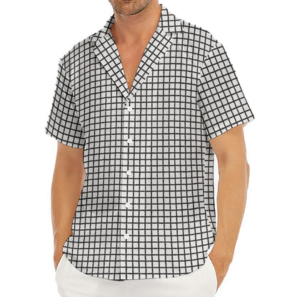 Doodle Windowpane Pattern Print Men's Deep V-Neck Shirt