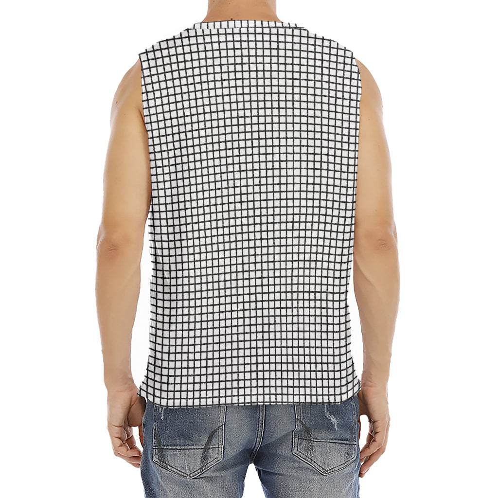 Doodle Windowpane Pattern Print Men's Fitness Tank Top